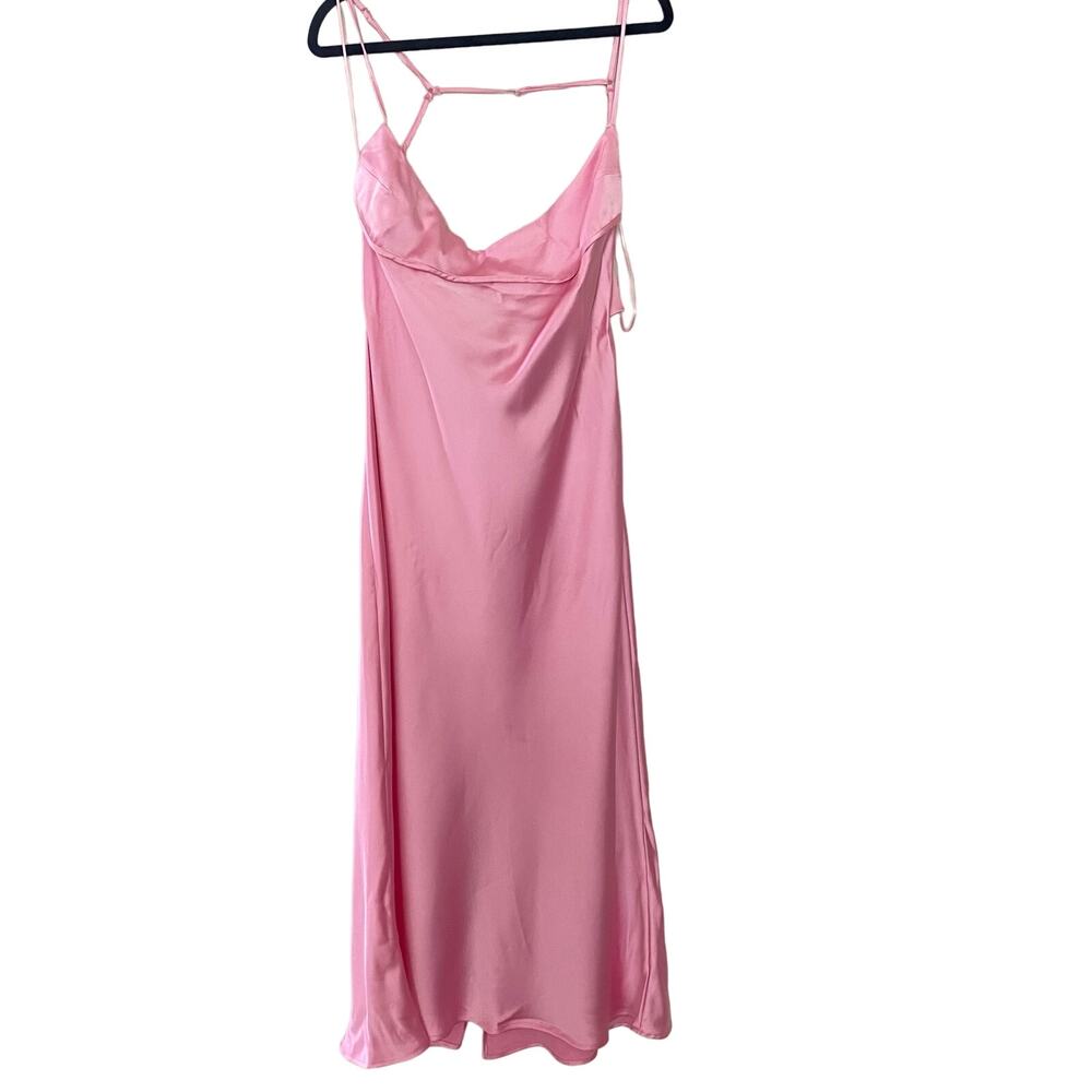ZARA TIKTOK VIRAL PINK SATIN Midi DRESS sz XXL